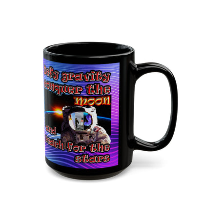 defy conquer reach - Black Mug (purple wave)