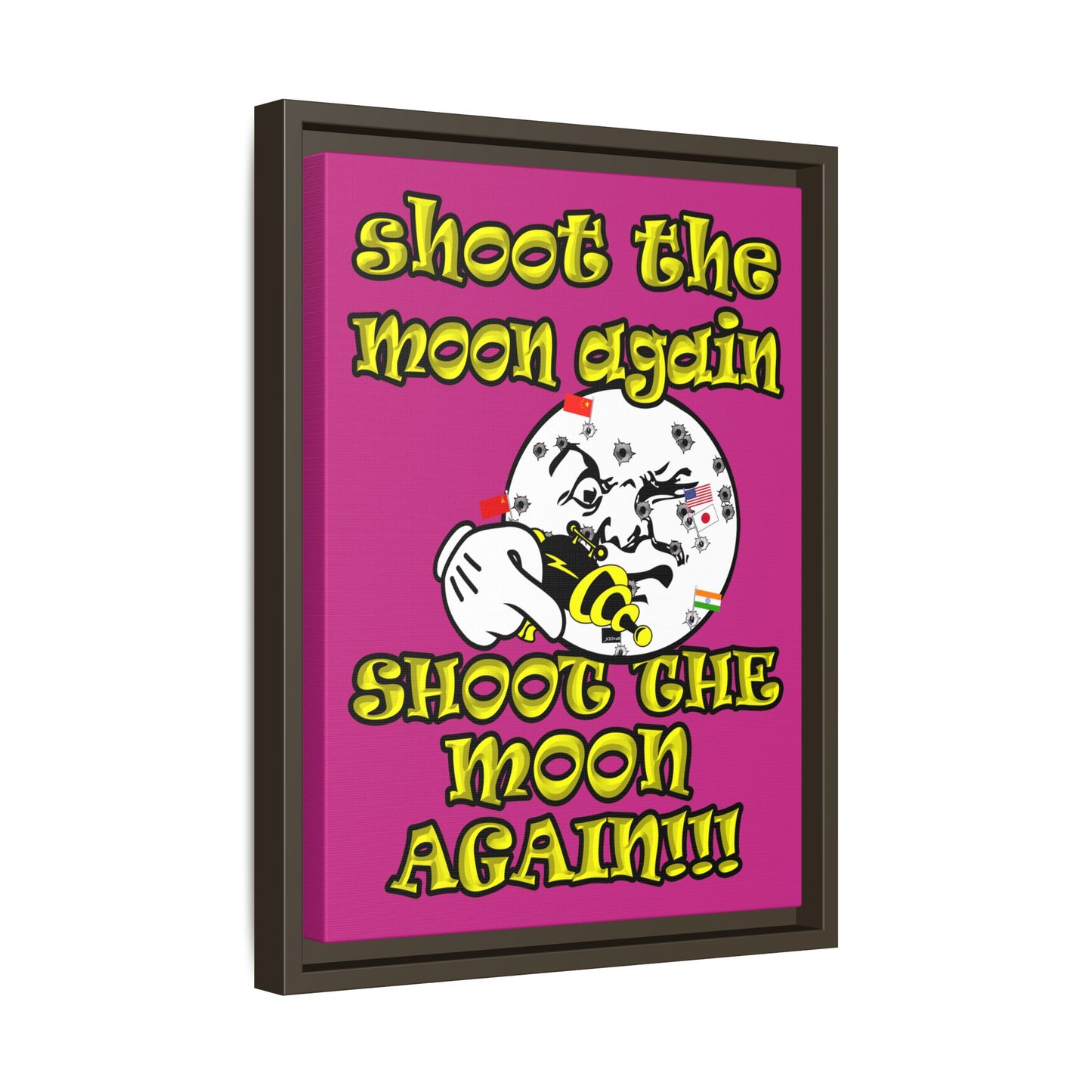 shoot the moon again - framed canvas art (pink)