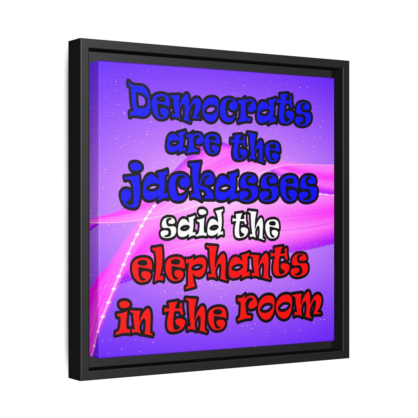 donkeys and elephants - framed canvas art (purple-pink wave)