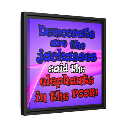 donkeys and elephants - framed canvas art (purple-pink wave)