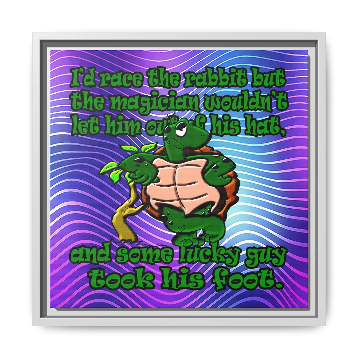 turtle race - framed canvas art (purple wave)
