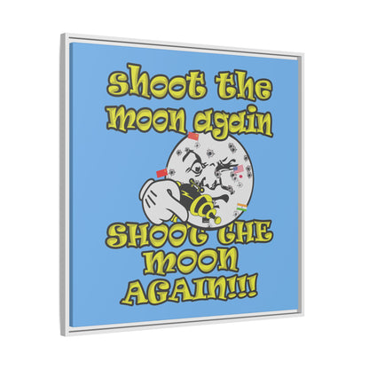 shoot the moon again - framed canvas art (light blue)