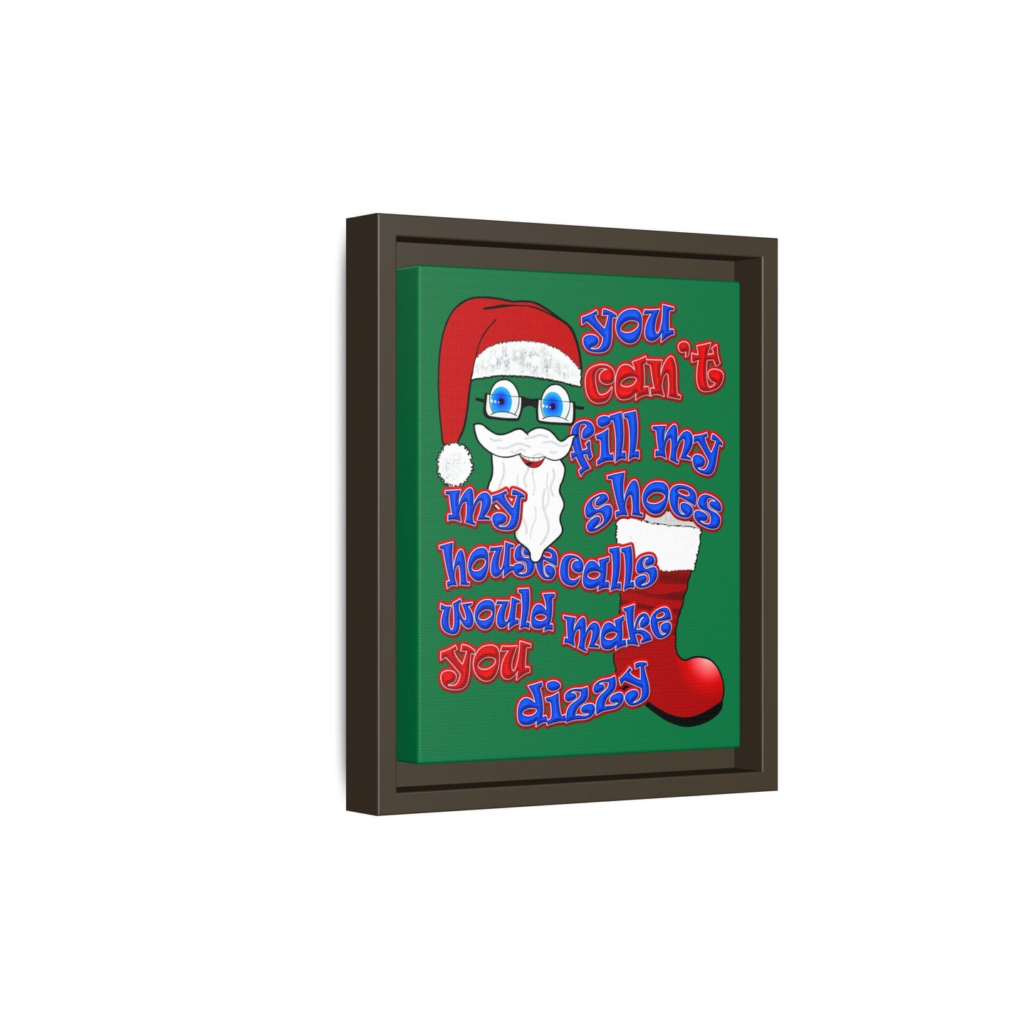 santa's shoes - framed canvas art (dark green)