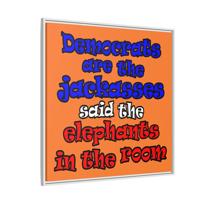 donkeys and elephants - framed canvas art (crusta)