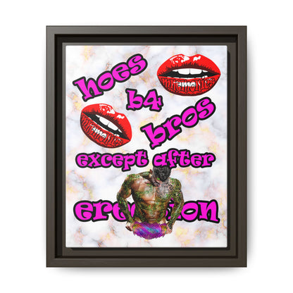 hoes b4 bros - framed canvas art (white marble)