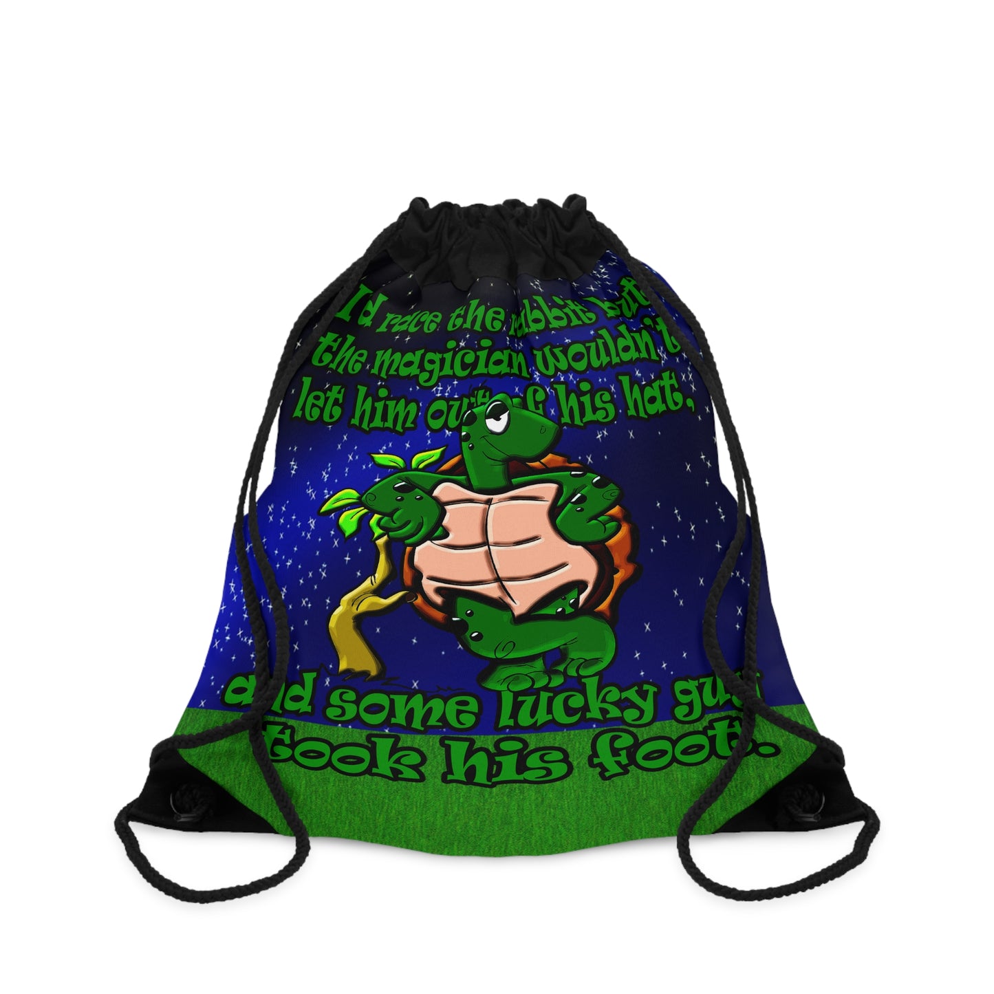 turtle race - Drawstring Bag ('snoops' background)
