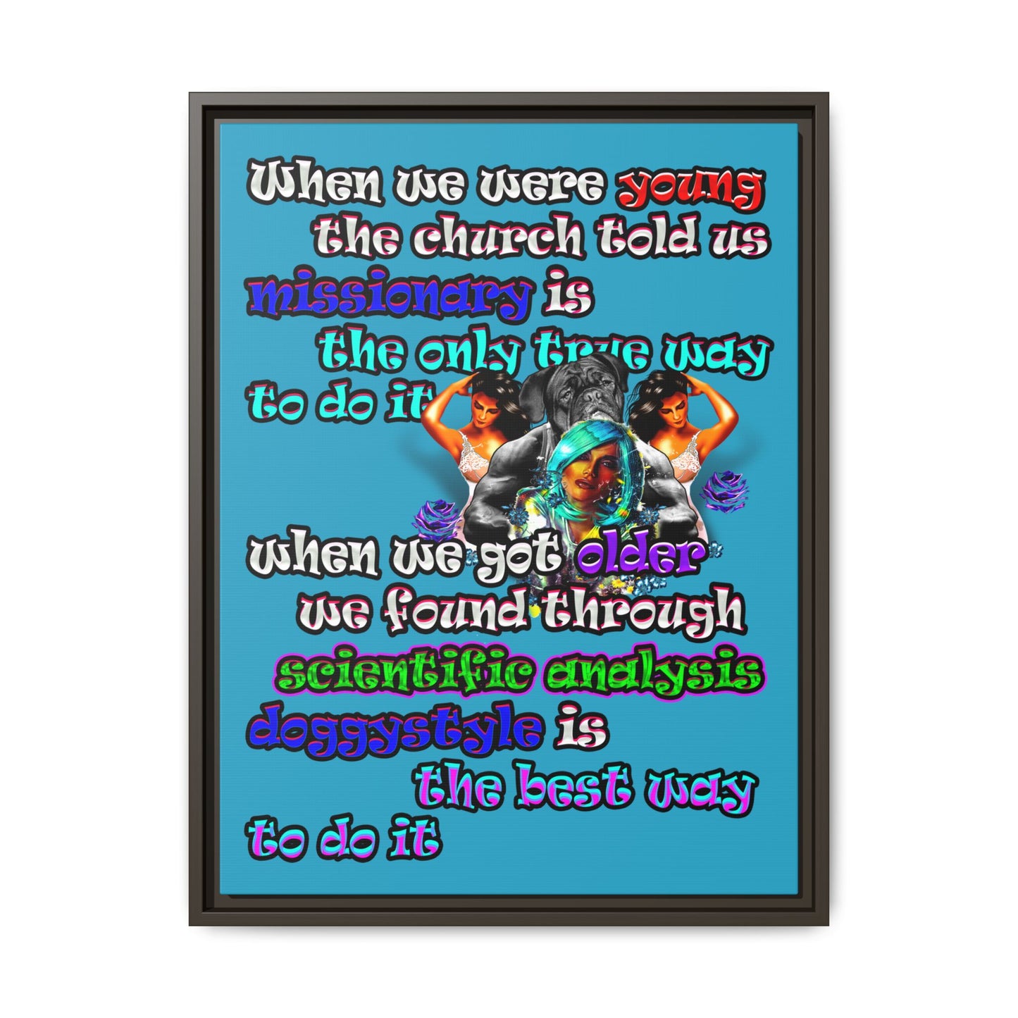 doggystyle - framed canvas art (turquoise)