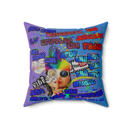 drop the beat - Spun Polyester Square Pillow - (light blue-purple wave)