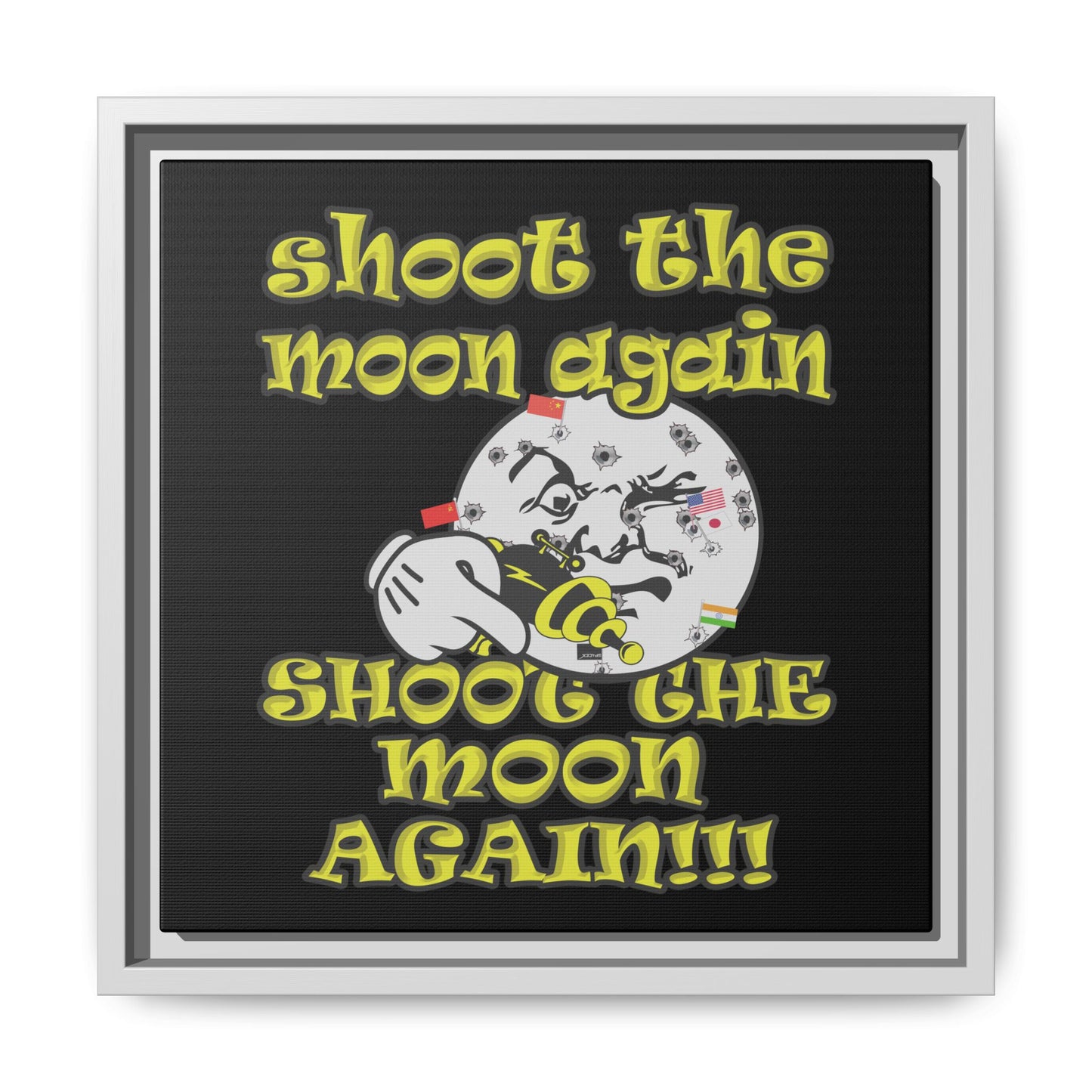 shoot the moon again - framed canvas art (black)