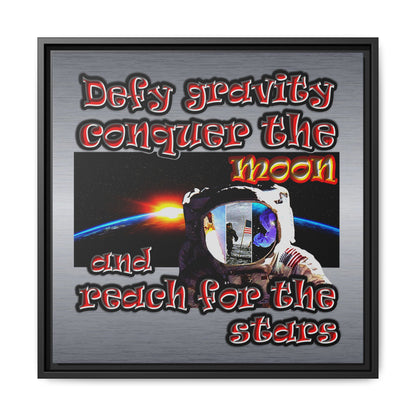 defy conquer reach - framed canvas art (brushed nickel)