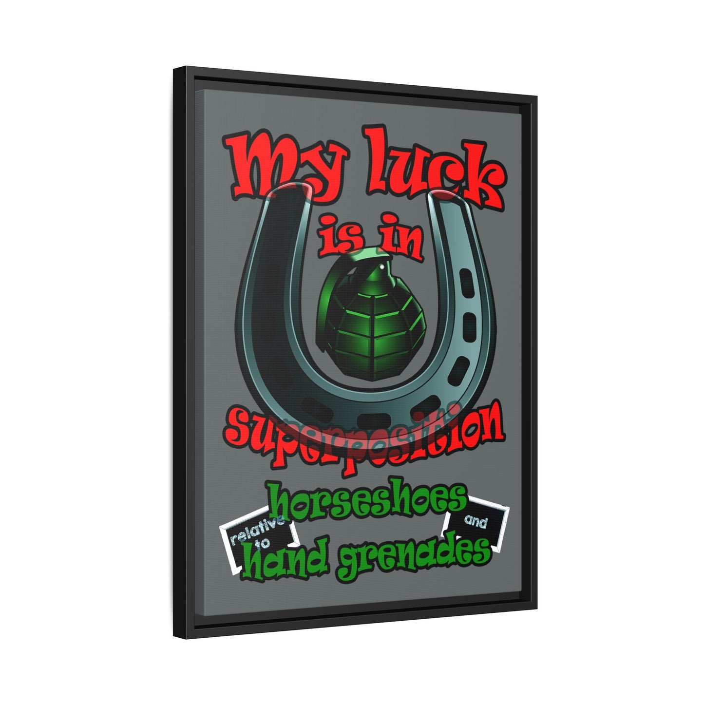 my luck - framed canvas art (dark grey)