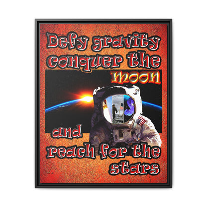 defy conquer reach - framed canvas art (burnt orange)