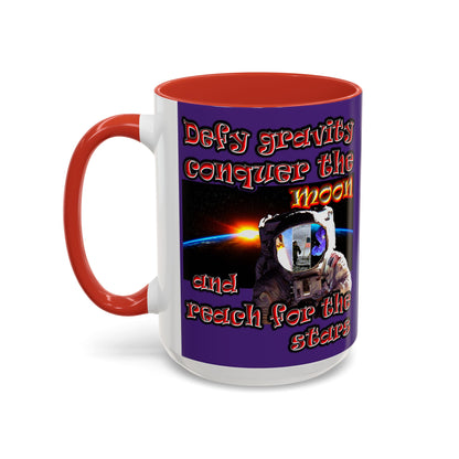 defy conquer reach - Accent Mug (purple)