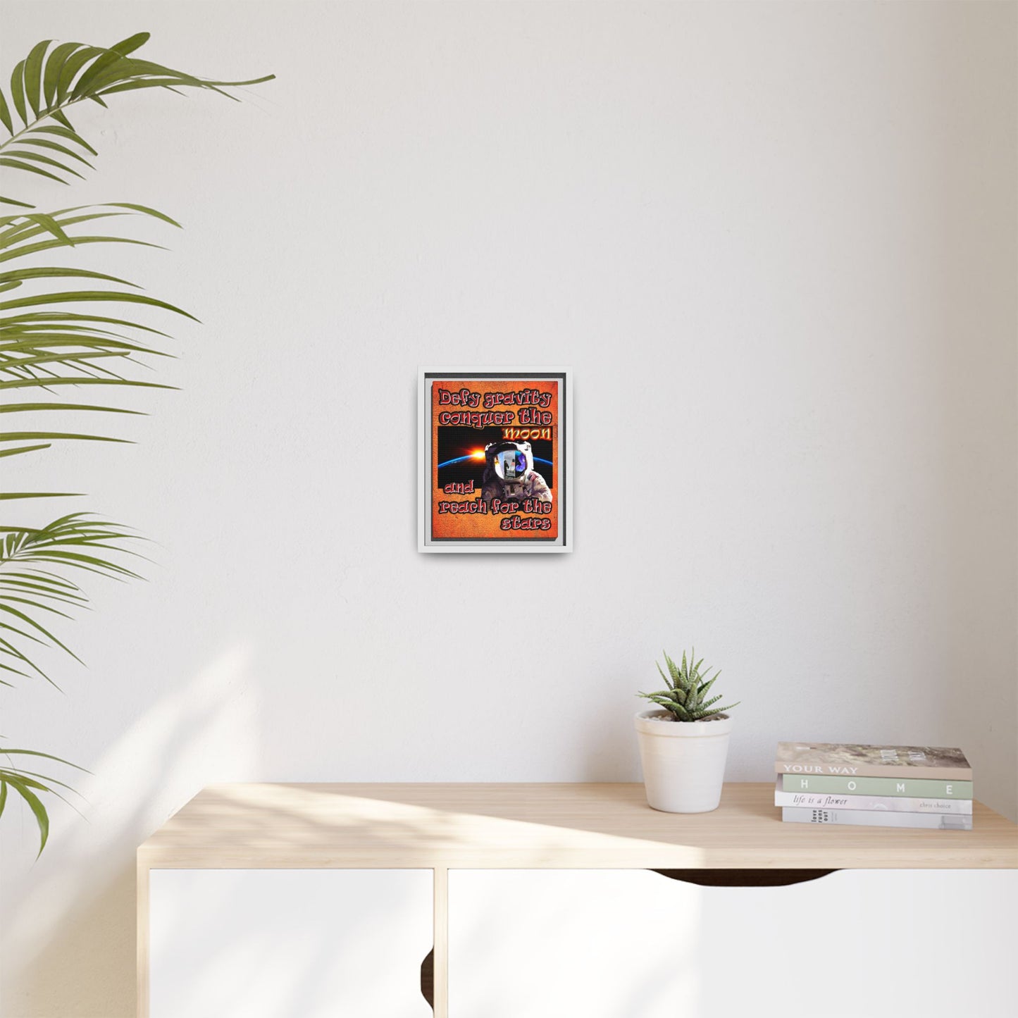defy conquer reach - framed canvas art (burnt orange)