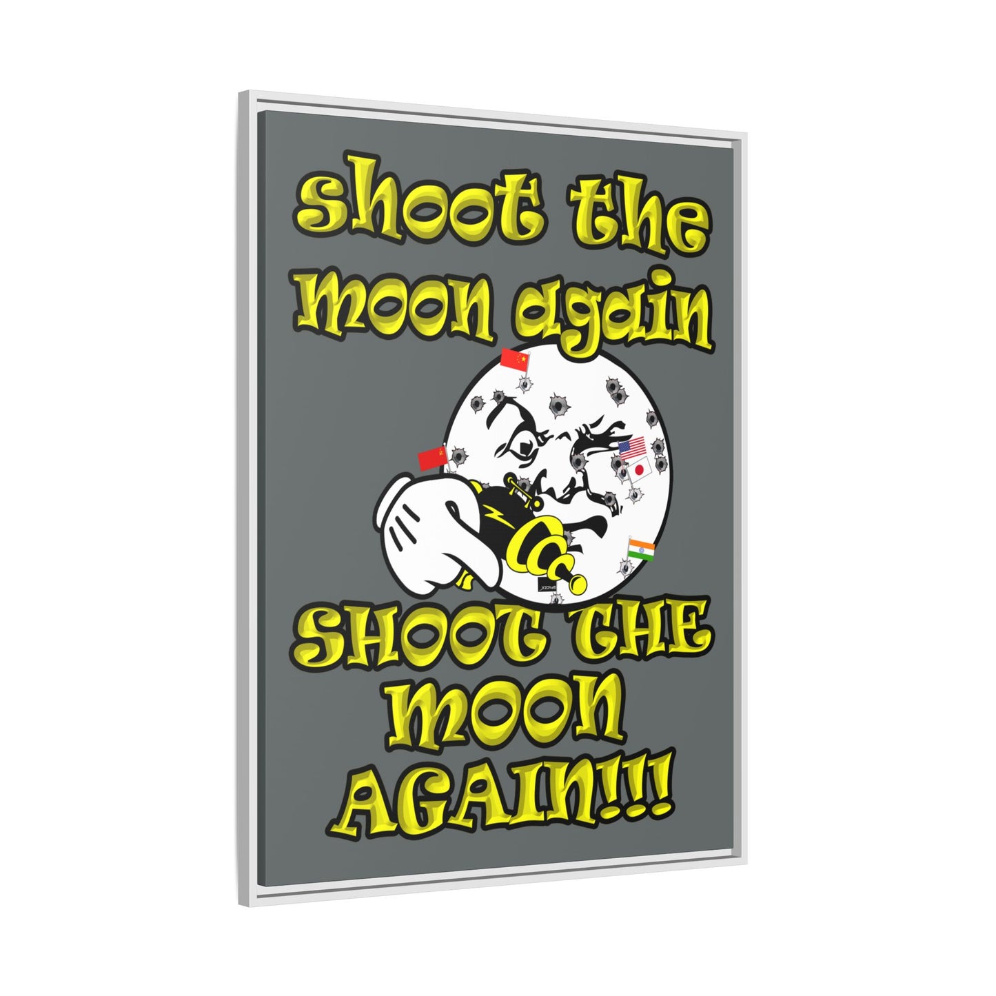 shoot the moon again - framed canvas art (dark grey)