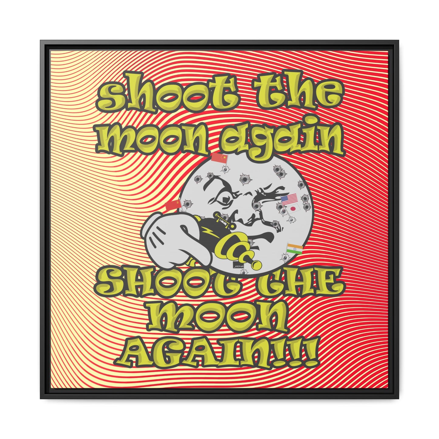 shoot the moon again - framed canvas art (yellow-orange wave)