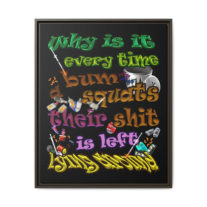 the bum's shit - framed canvas art (black)