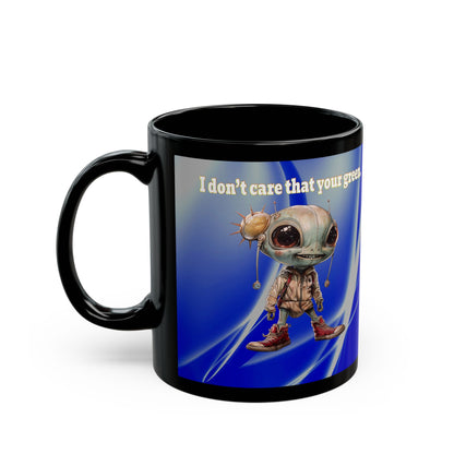I don't care that your grey - Black Mug (blue-white wave)