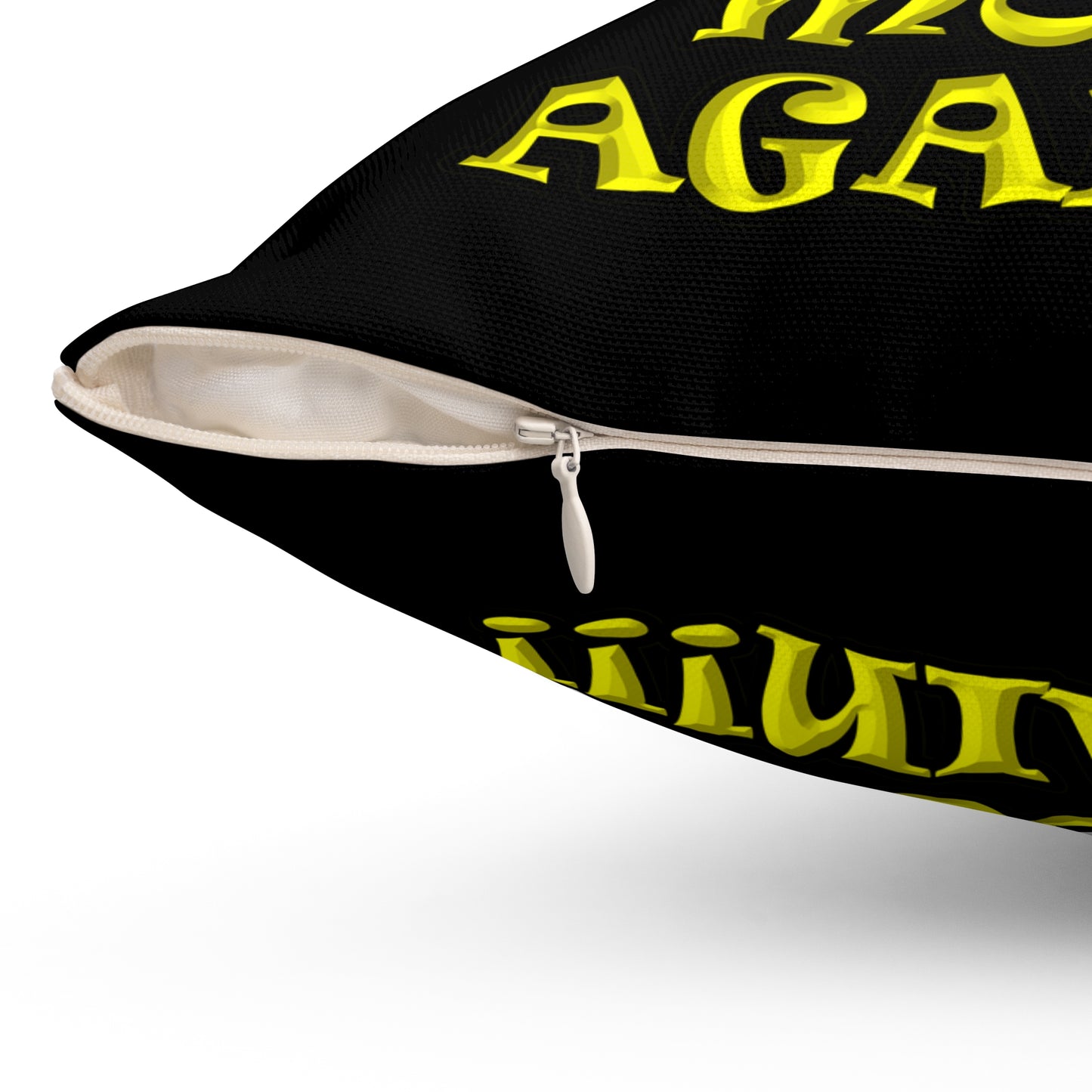 shoot the moon again - Spun Polyester Square Pillow - (black)