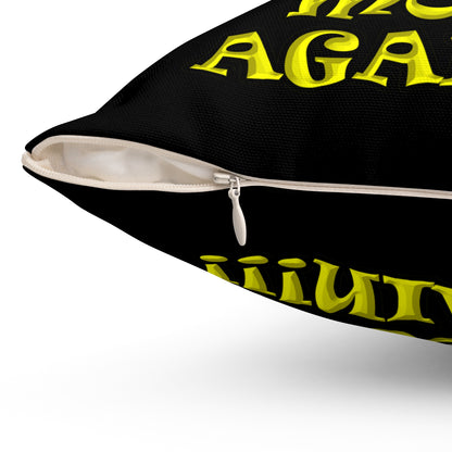 shoot the moon again - Spun Polyester Square Pillow - (black)