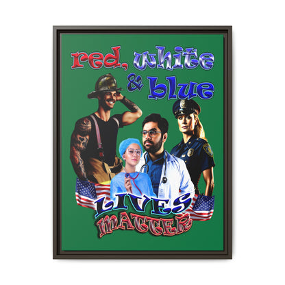 rw&b lives matter - framed canvas art (dark green)