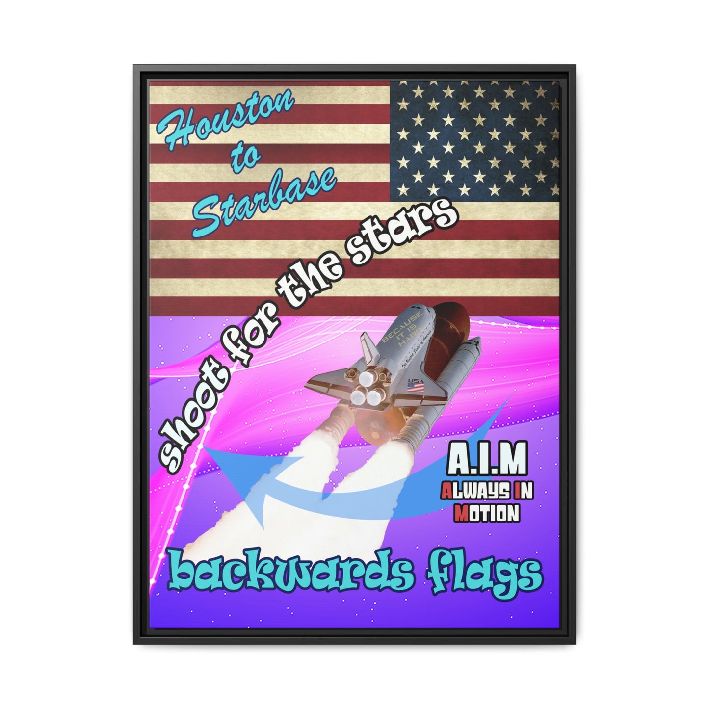 shoot for the stars - framed canvas art (purple-pink wave)