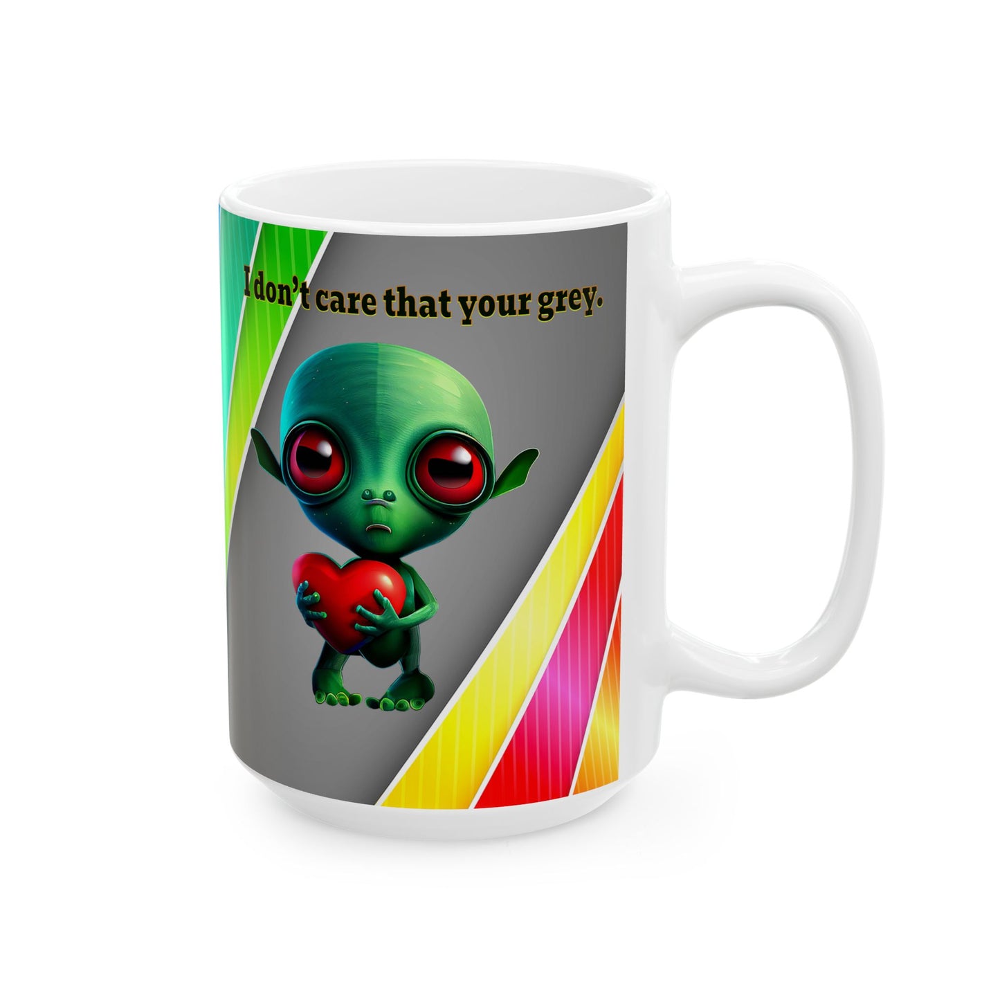 I don't care that your grey - White Mug (rainbow split)