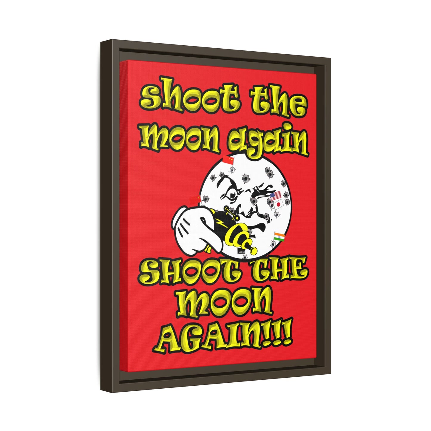 shoot the moon again - framed canvas art (red)