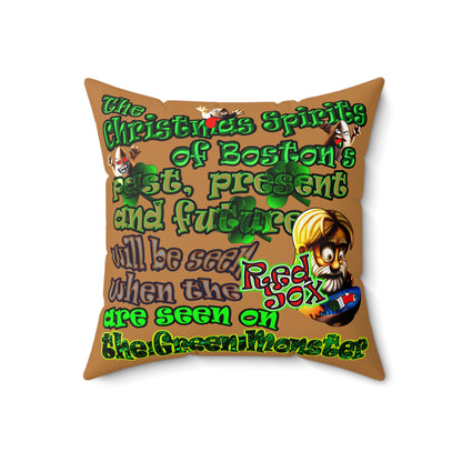 christmas spirits of boston - Spun Polyester Square Pillow - (light brown)