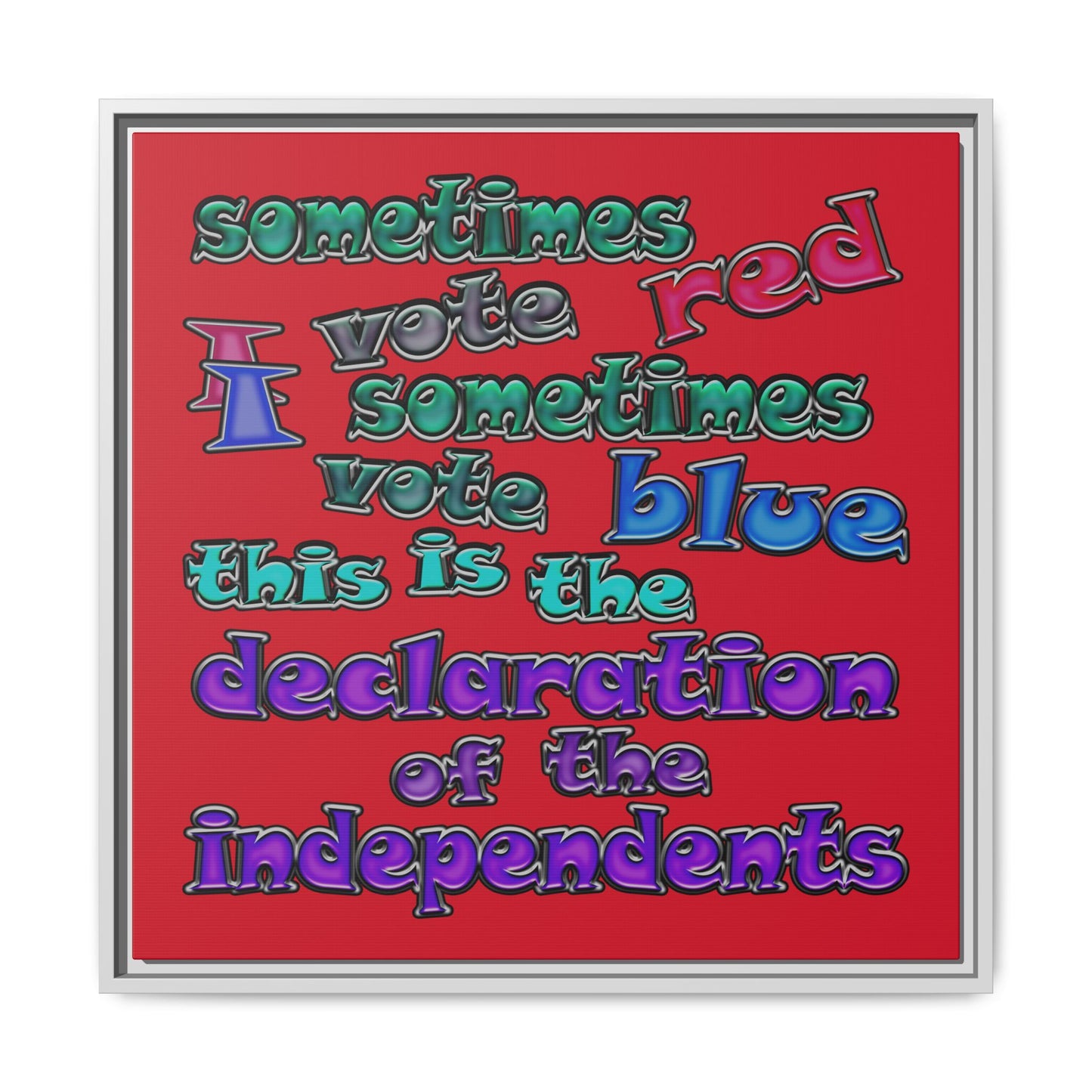 declaration of the independents - framed canvas art (dark red)