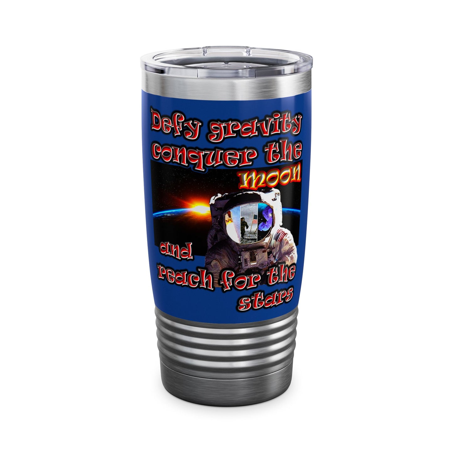 defy conquer reach - Ringneck Tumbler, 20oz (dark blue)