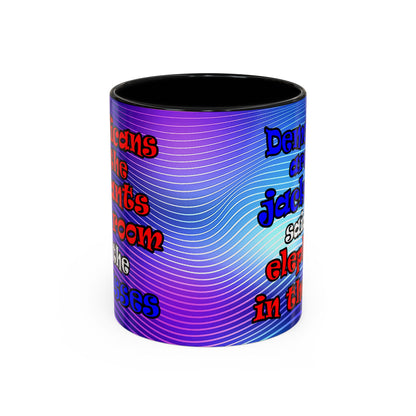 donkeys and elephants - Accent Mug (purple wave)