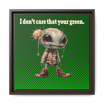 I don't care that your green - framed canvas art (logo green)