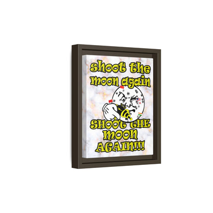 shoot the moon again - framed canvas art (white marble)