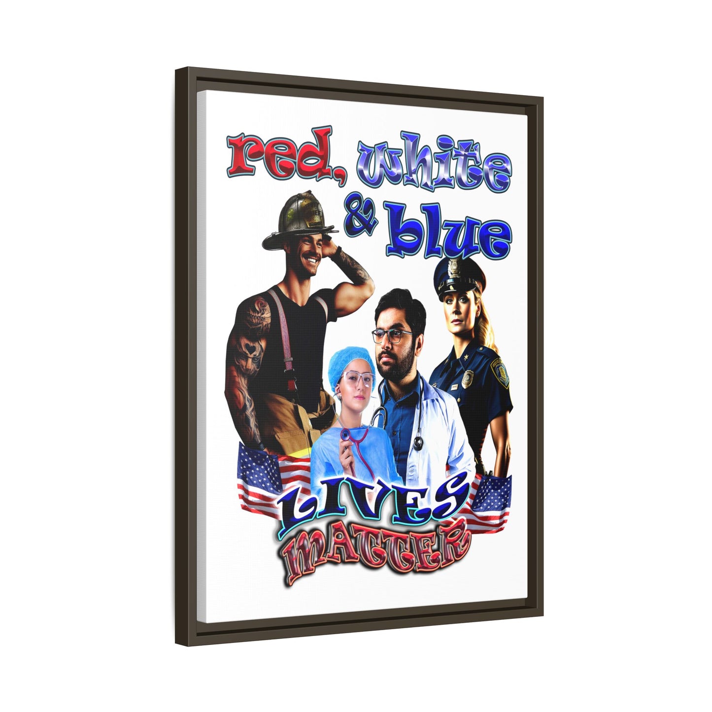 rw&b lives matter - framed canvas art (white)