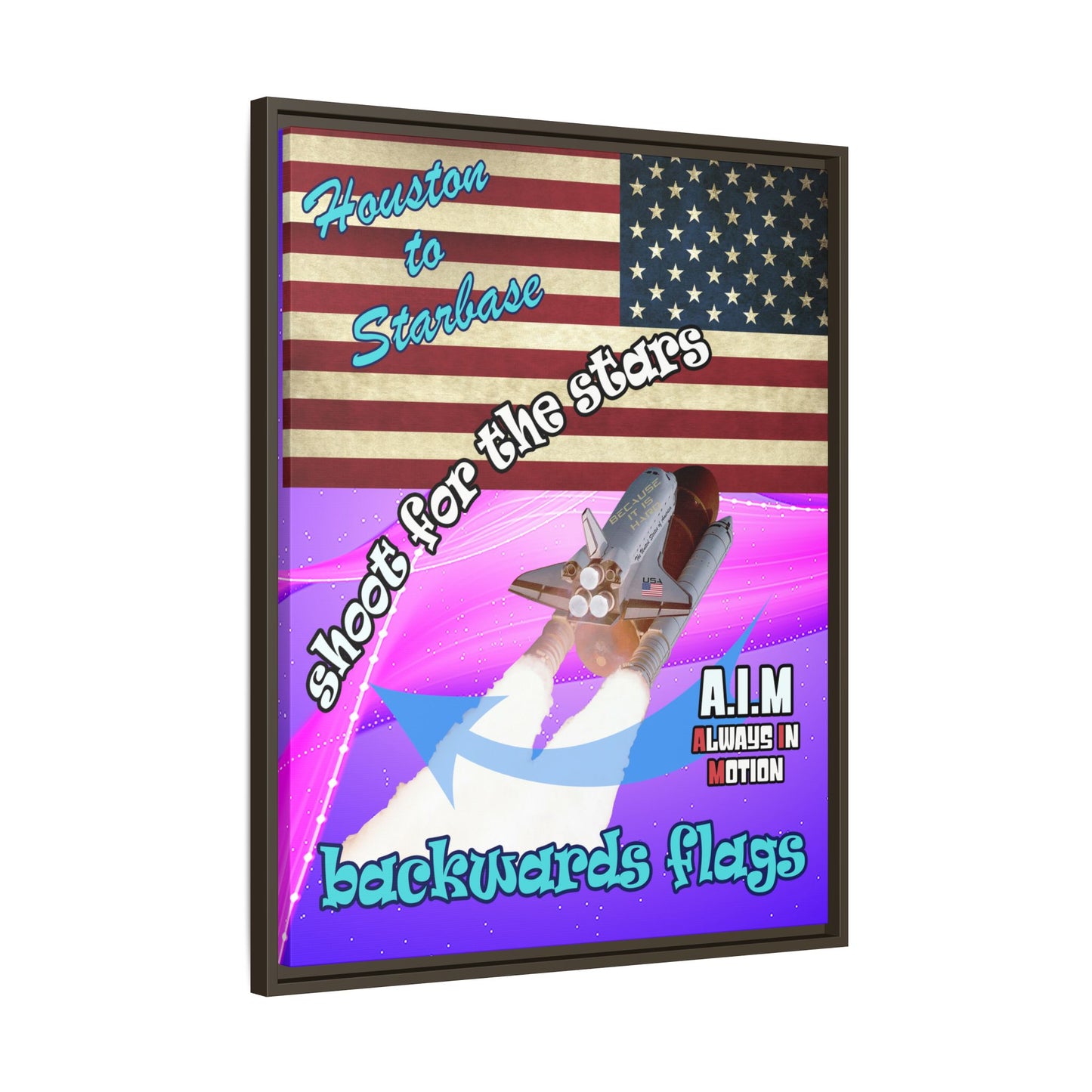 shoot for the stars - framed canvas art (purple-pink wave)
