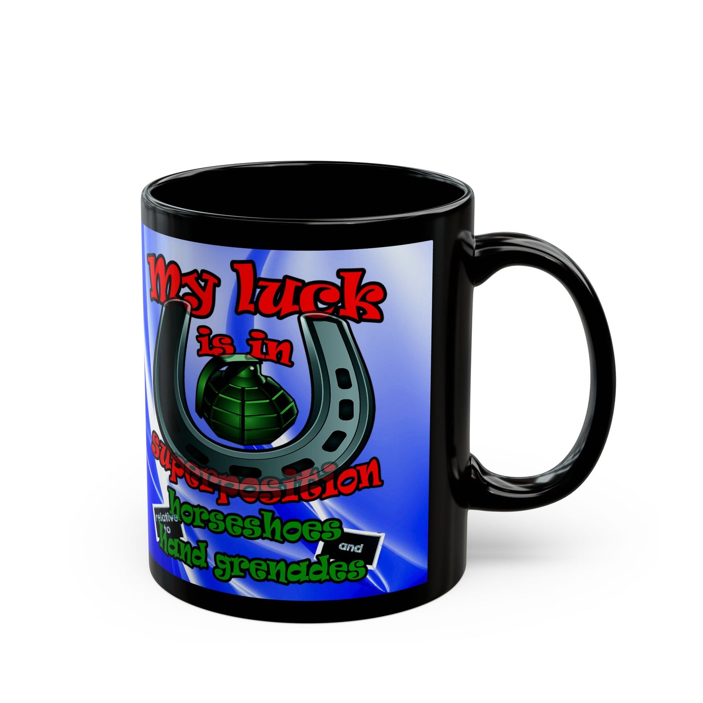 my luck - Black Mug (blue-white wave)