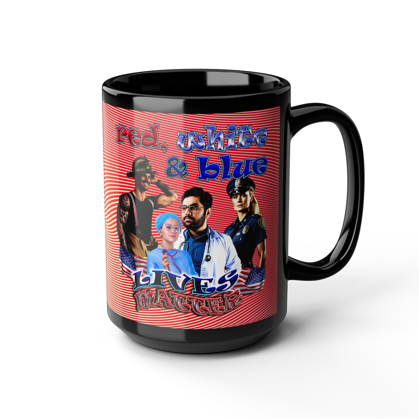 rw&b lives matter - Black Mug (yellow-orange wave)