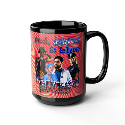rw&b lives matter - Black Mug (yellow-orange wave)