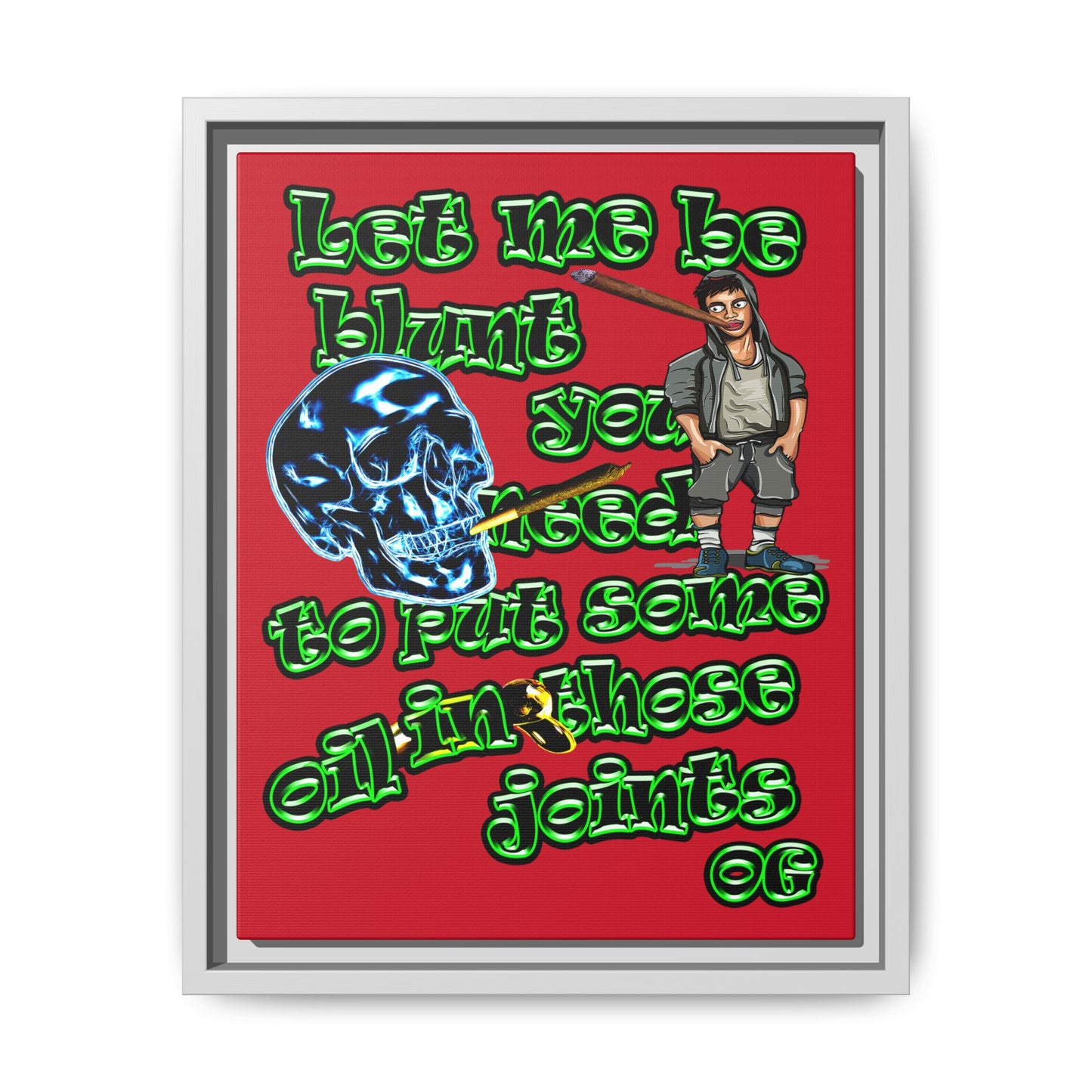 og - framed canvas art (dark red)