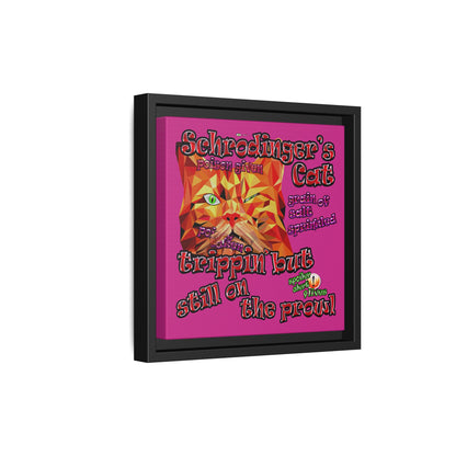 schrodinger's cat - framed canvas art (pink)