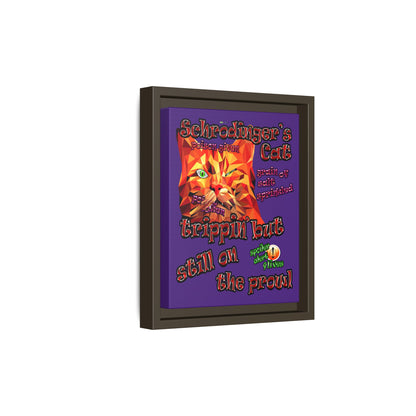 schrodinger's cat - framed canvas art (purple)