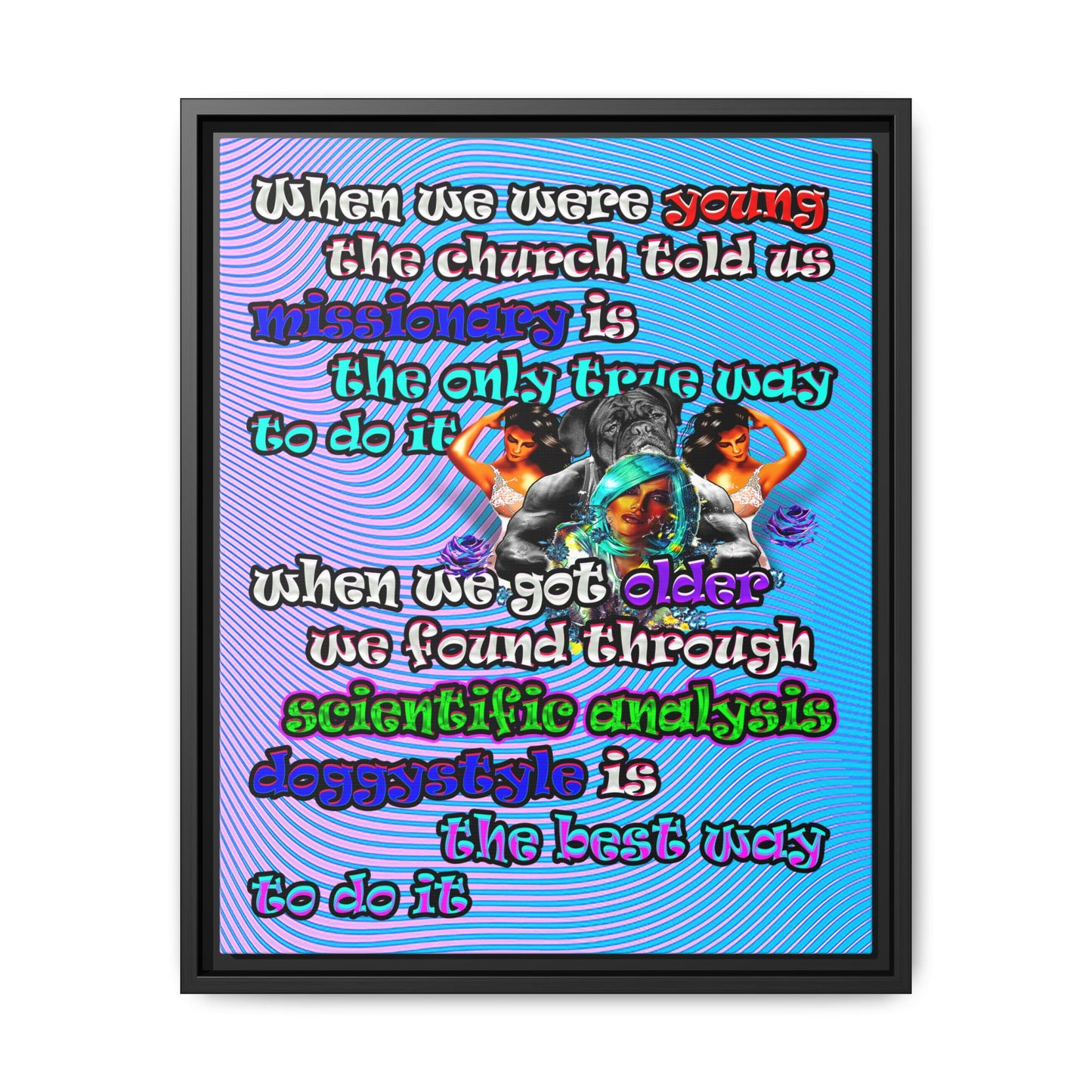 doggystyle - framed canvas art (light blue-purple wave)