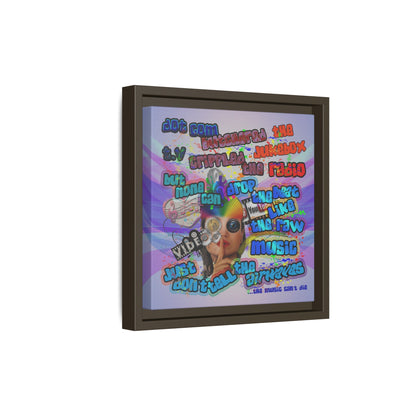 drop the beat - framed canvas art (light blue-pink wave)