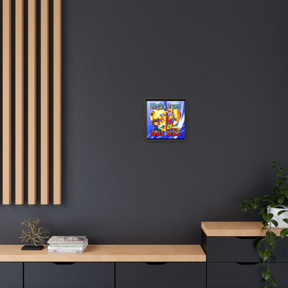love peace - framed canvas art (blue-white wave)