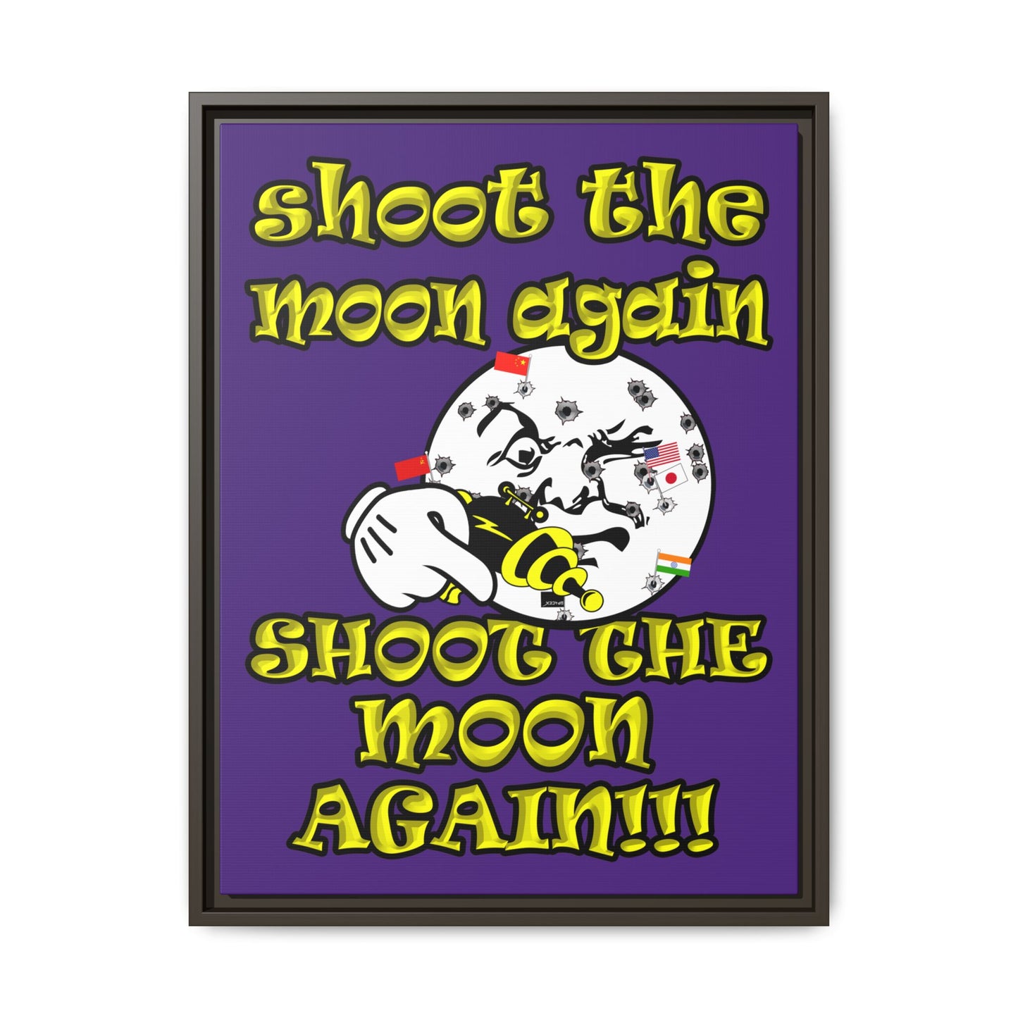 shoot the moon again - framed canvas art (purple)