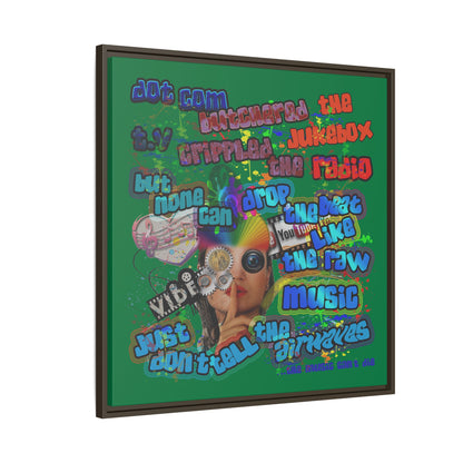 drop the beat - framed canvas art (dark green)
