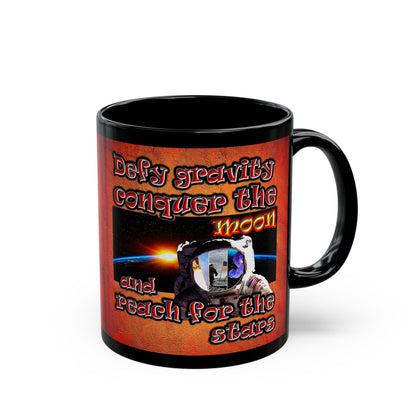 defy conquer reach - Black Mug (burnt orange)