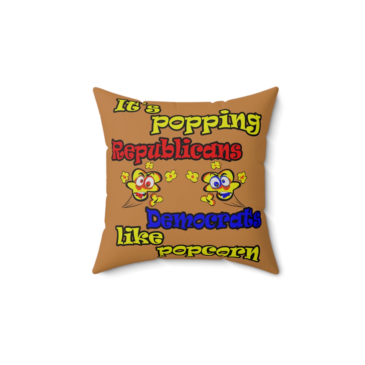 popping like popcorn - Spun Polyester Square Pillow - (light brown)