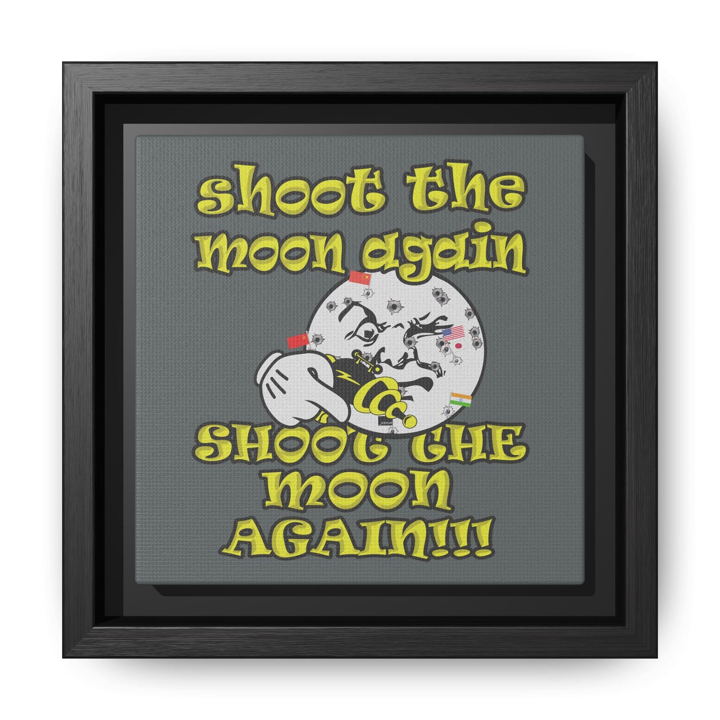 shoot the moon again - framed canvas art (dark grey)
